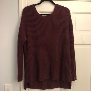 Forever 21 Burgundy Cable Knit Sweater
